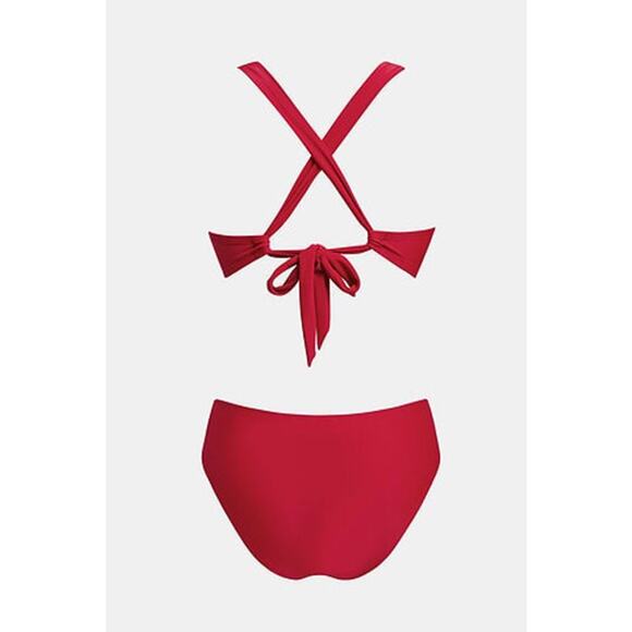 Cupshe Sangria Bliss Red Bikini Set XS Bust Enhancing Scallop Swimwear NEW/NWT!! - Picture 5 of 15